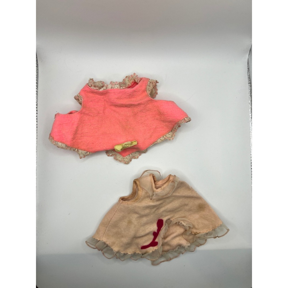 Lot Of 2 Vintage Small Baby Doll Layettes Bright + Pale‎ Pink Dress Only 50s/60s